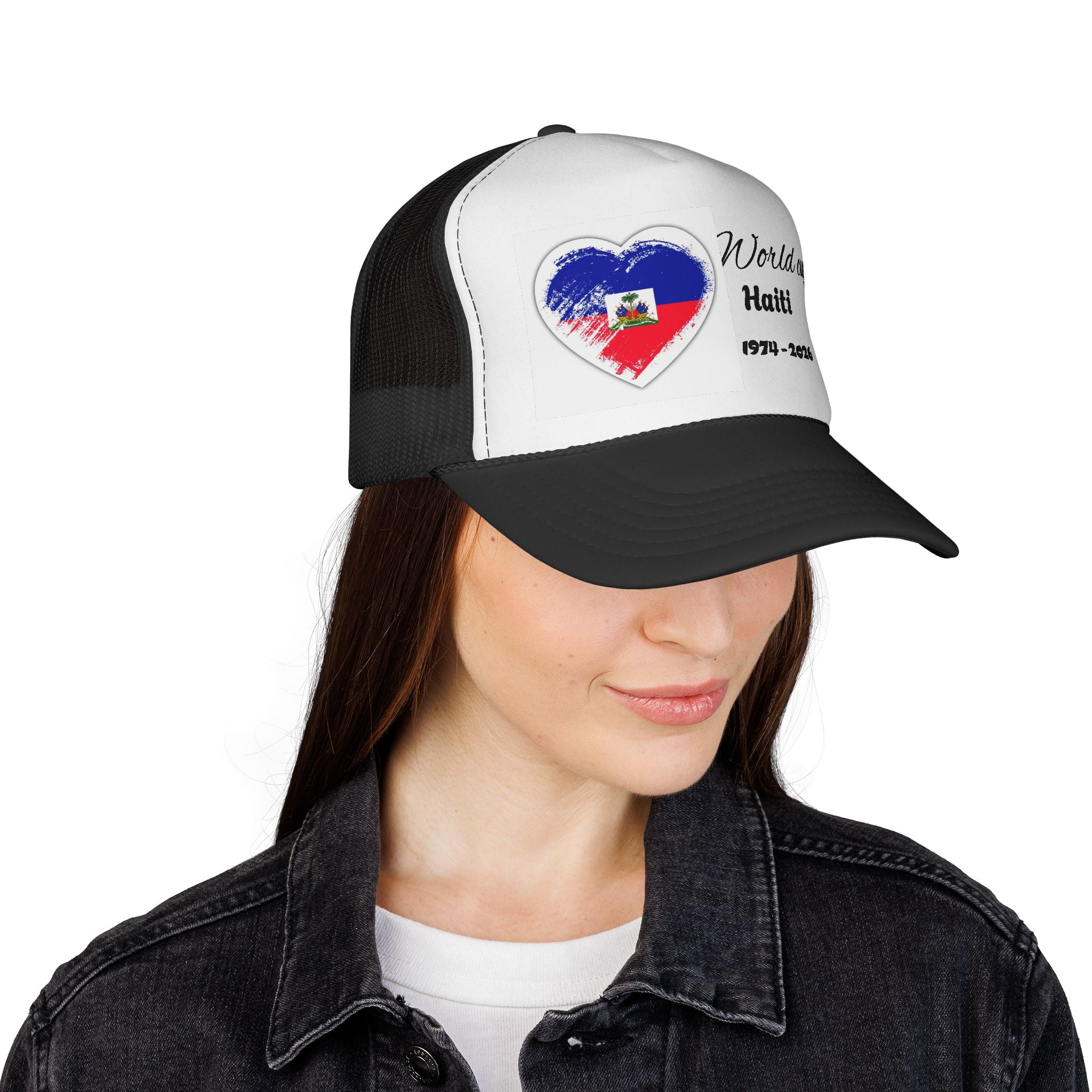 Haiti World Cup Trucker Cap — Heart Flag Design (1974–2026)