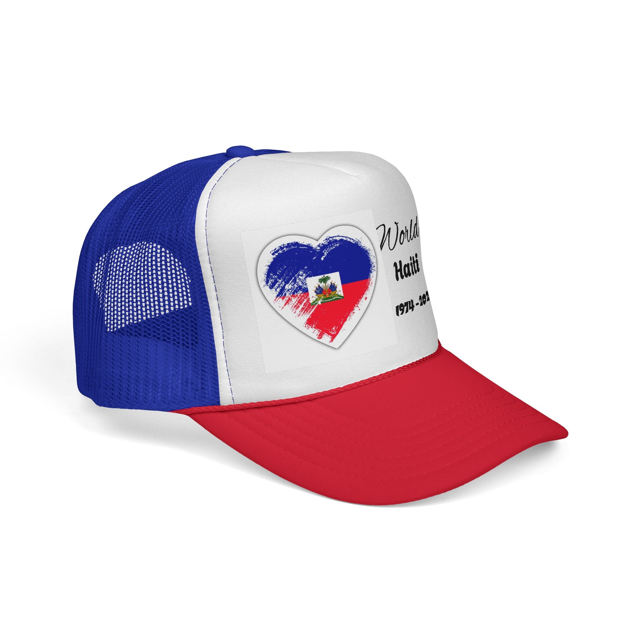 Haiti World Cup Trucker Cap — Heart Flag Design (1974–2026)
