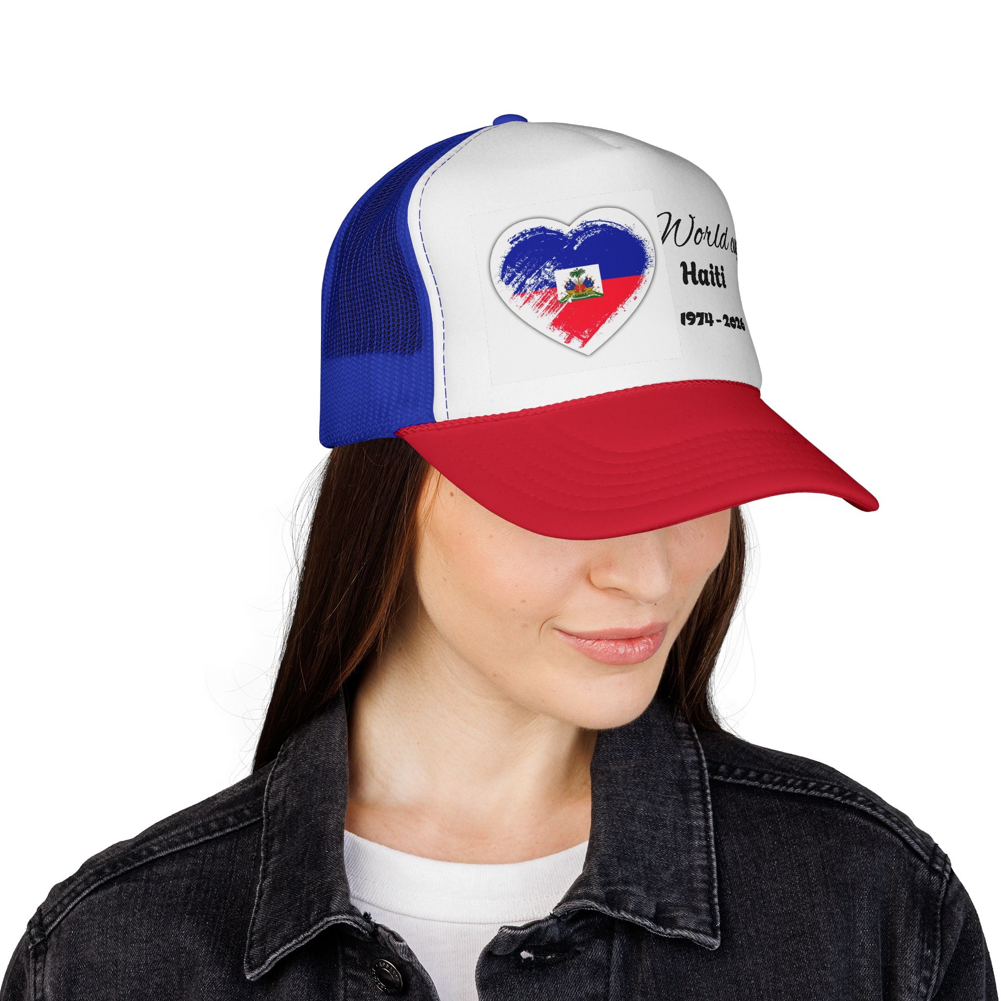 Haiti World Cup Trucker Cap — Heart Flag Design (1974–2026)